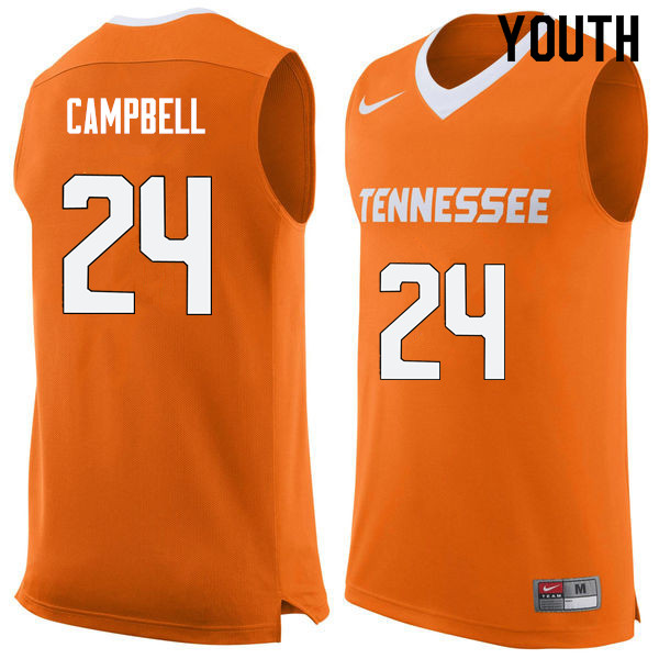 Youth #24 Lucas Campbell Tennessee Volunteers College Basketball Jerseys Sale-Orange